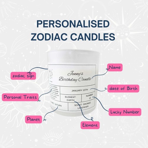 Zodiac Candle | Personalised Zodiac Birthday Gift | Soy Wax Candle